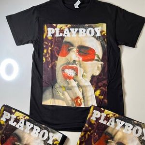 PLAYBOY BAD BUNNY FAN 
BLACK TEE SHIRT